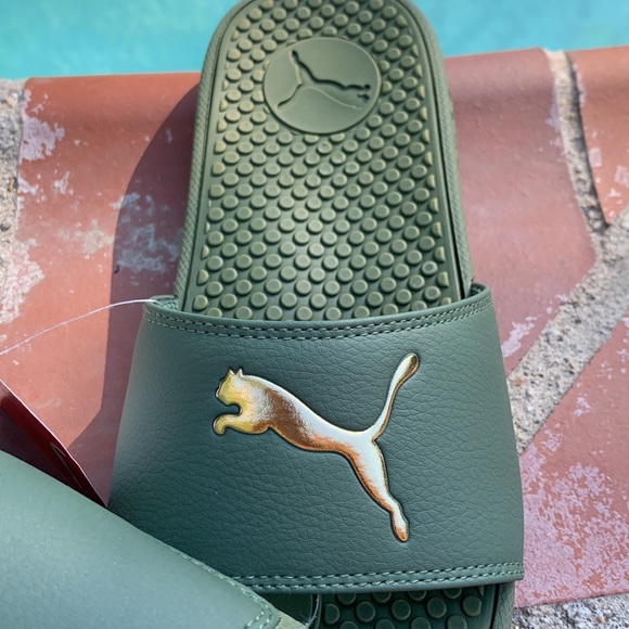PUMA Cool Cat Metallic Slide Sandal Green - Picture 3 of 5